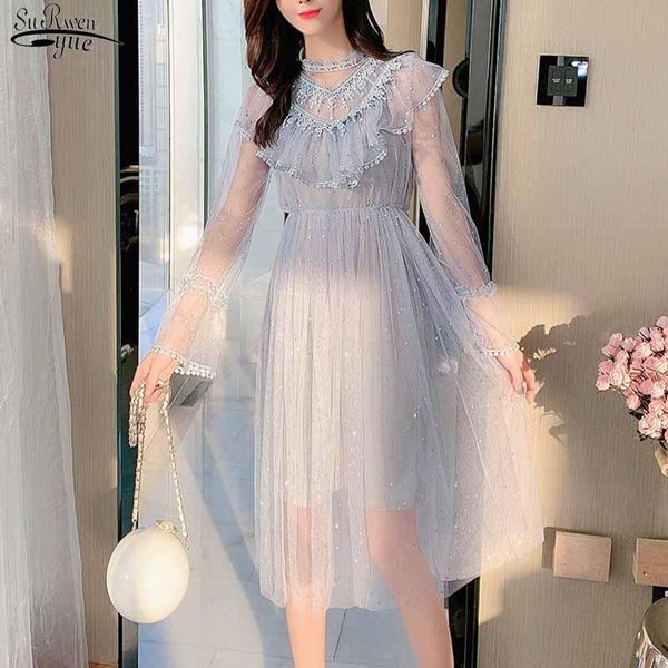 casual dresses elastic waist slim shiny sequin mesh mid-length dress spring sweet women fashion flare sleeve ruffle stitching 12350, Black;gray
casual dresses elastic waist slim shiny sequin mesh mid-length dress spring sweet women fashion flare sleeve ruffle stitching 12350, Black;gray
