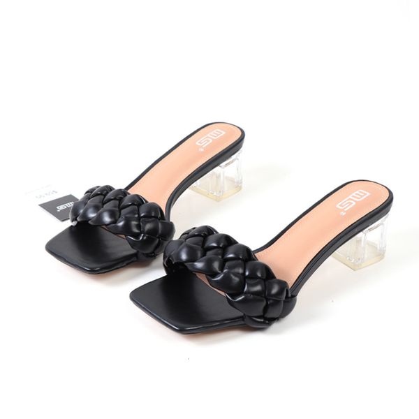 black spring and summer versatile thick heel sandals one line large middle solid women's sho
black spring and summer versatile thick heel sandals one line large middle solid women's sho