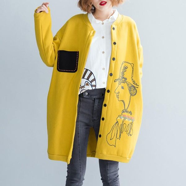 women's jackets women kawaii cute long cartoon print 2021 autumn winter loose thick cotton fleece outerwear yellow black coats pocket, Black;brown
women's jackets women kawaii cute long cartoon print 2021 autumn winter loose thick cotton fleece outerwear yellow black coats pocket, Black;brown