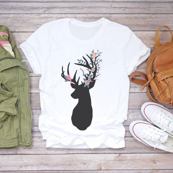 flower 90s floral fashion cartoon womens deer christmas print graphic female tee shirt, White
flower 90s floral fashion cartoon womens deer christmas print graphic female tee shirt, White