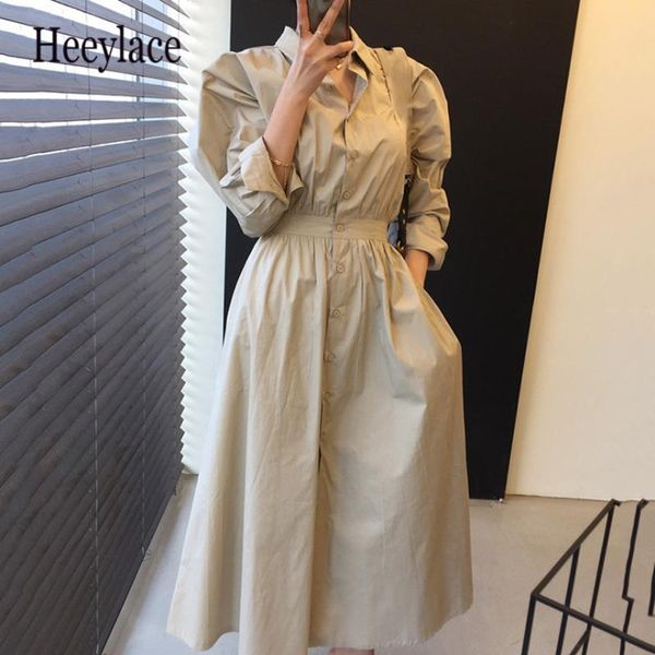 casual dresses 2021 women vintage full sleeve shirt dress autumn slim waist ladies a-line vestidos femme, Black;gray
casual dresses 2021 women vintage full sleeve shirt dress autumn slim waist ladies a-line vestidos femme, Black;gray