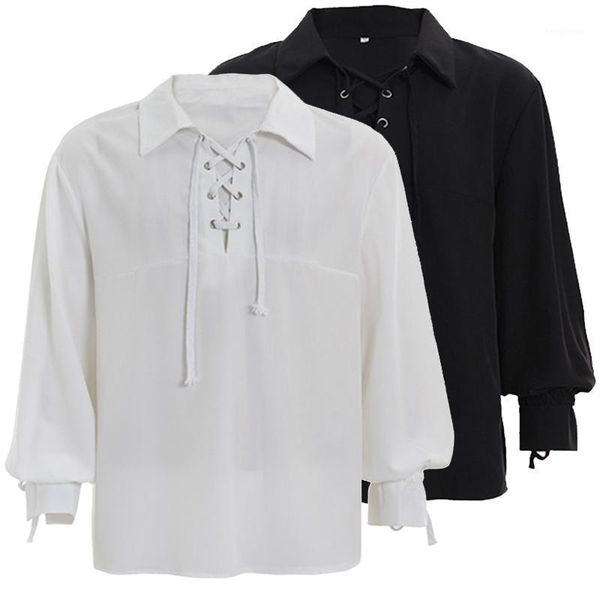 men's dress shirts men medieval renaissance pirate cosplay costume lace up shirt middle age halloween party male solid long sleeve top, White;black
men's dress shirts men medieval renaissance pirate cosplay costume lace up shirt middle age halloween party male solid long sleeve top, White;black