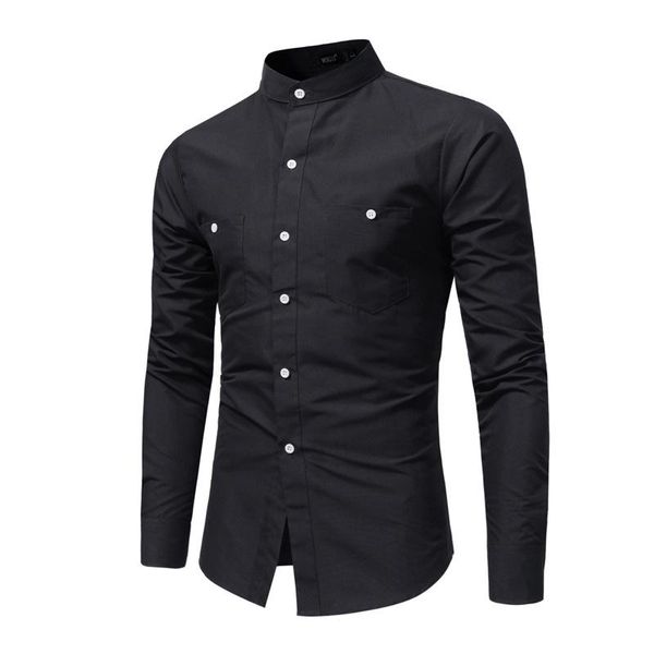 men's casual shirts shirt long sleeve stand collar solid color cardigan with pockets slim type single-breasted, White;black
men's casual shirts shirt long sleeve stand collar solid color cardigan with pockets slim type single-breasted, White;black