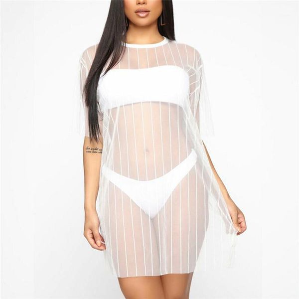 trendy women clothes polyester casual plus size o-neck bikini cover up swimwear bathing mesh beach dress women's, White;black
trendy women clothes polyester casual plus size o-neck bikini cover up swimwear bathing mesh beach dress women's, White;black