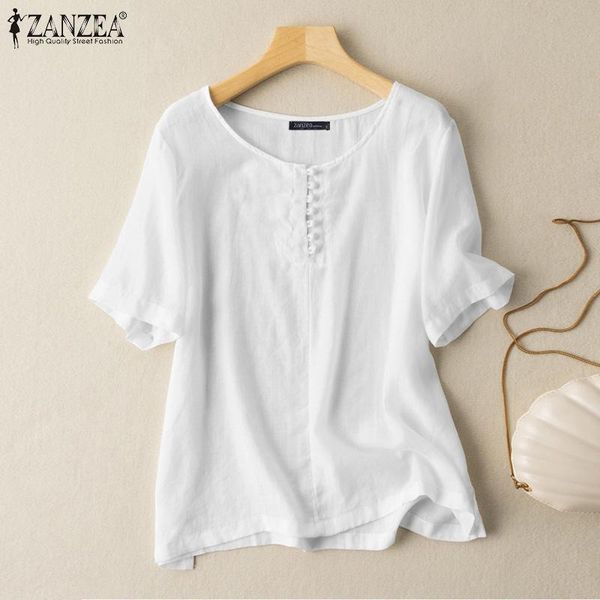 women's blouses & shirts zanzea vintage cotton linen blouse 2021 women summer retro casual solid short sleeve blusa femininas ladies l, White
women's blouses & shirts zanzea vintage cotton linen blouse 2021 women summer retro casual solid short sleeve blusa femininas ladies l, White