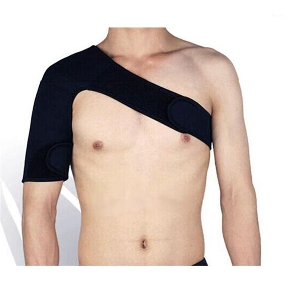 back support adjustable shoulder protector elastic single pad with strap wrap belt for gym home outdoor sports1, Black;blue
back support adjustable shoulder protector elastic single pad with strap wrap belt for gym home outdoor sports1, Black;blue