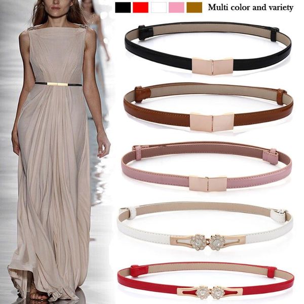 belts fashion pu leather belt dress simple versatile women thin skinny metal buckle waistband adjustable accessories, Black;brown 
belts fashion pu leather belt dress simple versatile women thin skinny metal buckle waistband adjustable accessories, Black;brown