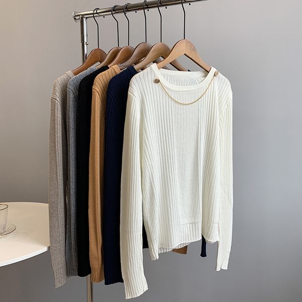 2021 new mulheres outono o pescoo de manga longa feminino fino branco camisola corrente decorado casual pullovers pull femme wt9l, White;black
2021 new mulheres outono o pescoo de manga longa feminino fino branco camisola corrente decorado casual pullovers pull femme wt9l, White;black