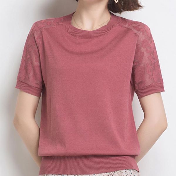 women's blouses & shirts femme short sleeve blouse women blusas mujer de moda 2021 verano o-neck knit shirt knitted e811, White
women's blouses & shirts femme short sleeve blouse women blusas mujer de moda 2021 verano o-neck knit shirt knitted e811, White