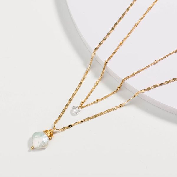 pendant necklaces natural baroque pearls for women zircon double chain gold color 2021 fashion jewelry layered necklace, Silver
pendant necklaces natural baroque pearls for women zircon double chain gold color 2021 fashion jewelry layered necklace, Silver