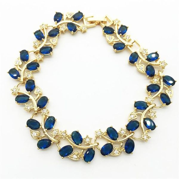 link, chain cute blue zircon gold color filled bracelets for women health nickel & lead fashion jewelry, Black
link, chain cute blue zircon gold color filled bracelets for women health nickel & lead fashion jewelry, Black