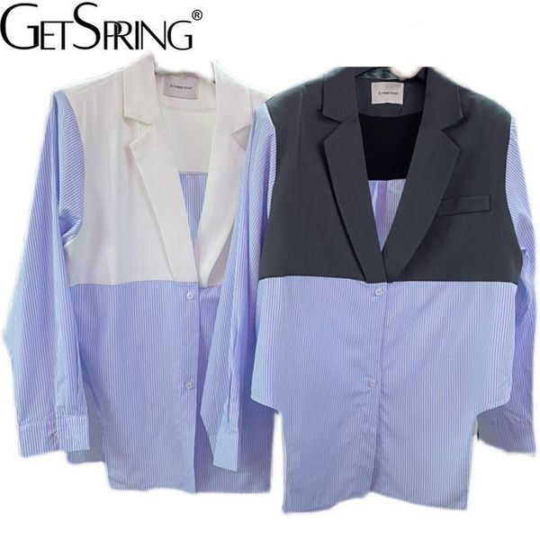 women's suits & blazers getspring women blazer striped patchwork single breasted full sleeve ladies suit coat irregular loose casual lo, White;black
women's suits & blazers getspring women blazer striped patchwork single breasted full sleeve ladies suit coat irregular loose casual lo, White;black