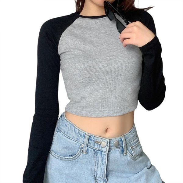women's t-shirt women crop long sleeve round neck slim fit raglan short blouse for summer fall, White
women's t-shirt women crop long sleeve round neck slim fit raglan short blouse for summer fall, White