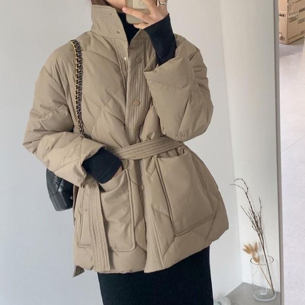 women's down & parkas winter thick cotton padded coats women single-breasted zippers lace-up female long sleeve stand collar jackets, Black
women's down & parkas winter thick cotton padded coats women single-breasted zippers lace-up female long sleeve stand collar jackets, Black