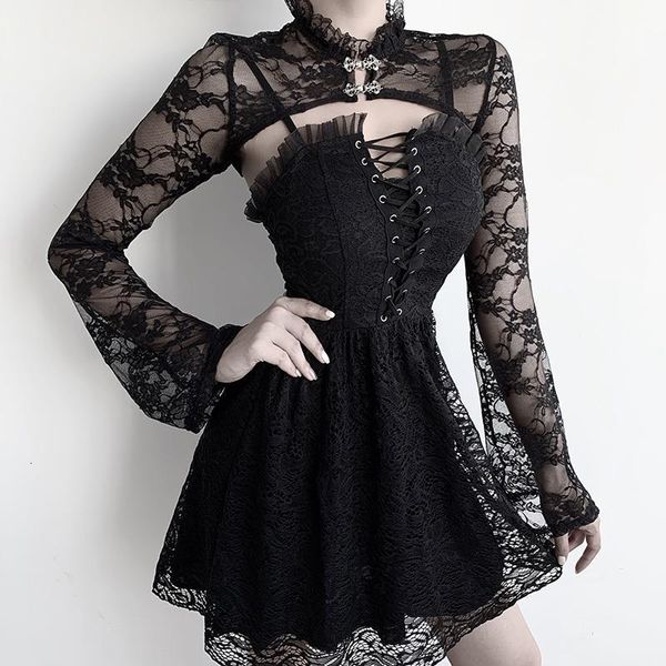 women trumpet long sleeve hollow out lace crop goth punk female spring trumpet sleeve bodycon t-shirt, White
women trumpet long sleeve hollow out lace crop goth punk female spring trumpet sleeve bodycon t-shirt, White