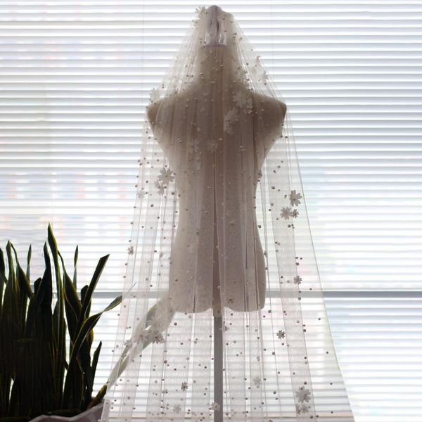 bridal veils luxury high-end long cathedral veil mesh beading pearls handmade flower headdress for wedding party travel po v679, Black
bridal veils luxury high-end long cathedral veil mesh beading pearls handmade flower headdress for wedding party travel po v679, Black