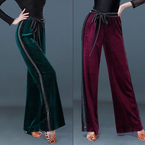 latin dance clothes women red velvet pants sequin wide leg pants ballroom dance competition trousers tap dance costume vdb2275, Black;red
latin dance clothes women red velvet pants sequin wide leg pants ballroom dance competition trousers tap dance costume vdb2275, Black;red