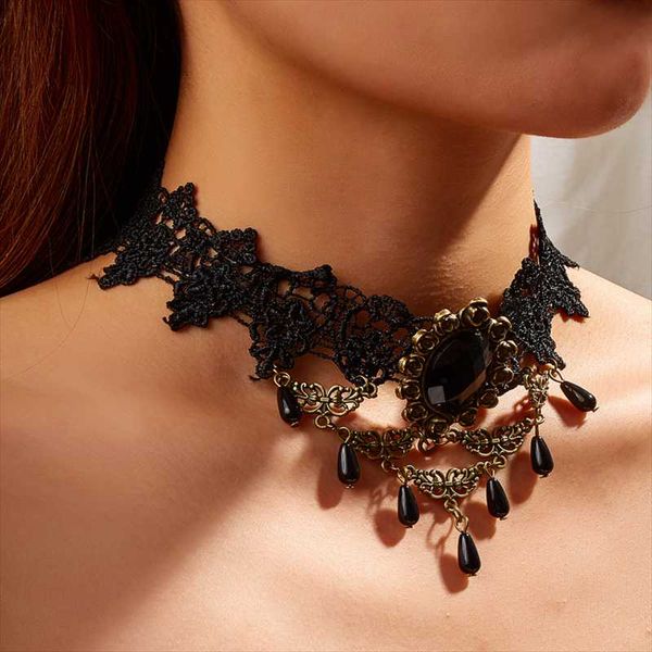 chokers halloween goth punk style necklace black lace collar victorian female temperament jewelry gift collares colgante, Golden;silver
chokers halloween goth punk style necklace black lace collar victorian female temperament jewelry gift collares colgante, Golden;silver