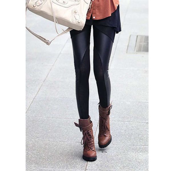 2020 spring and autumn new re color slim fit fashion casual versatile super elastic imitation leather stitching nine point pants, Black
2020 spring and autumn new re color slim fit fashion casual versatile super elastic imitation leather stitching nine point pants, Black