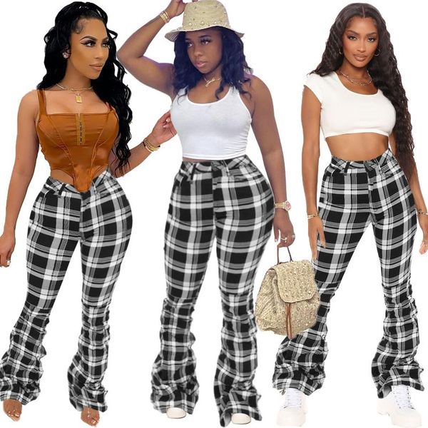 women's pants & capris haoohu retro plaid folding bell-bottom autumn women clothing 2021 urban casual commute long streetwear, Black;white
women's pants & capris haoohu retro plaid folding bell-bottom autumn women clothing 2021 urban casual commute long streetwear, Black;white