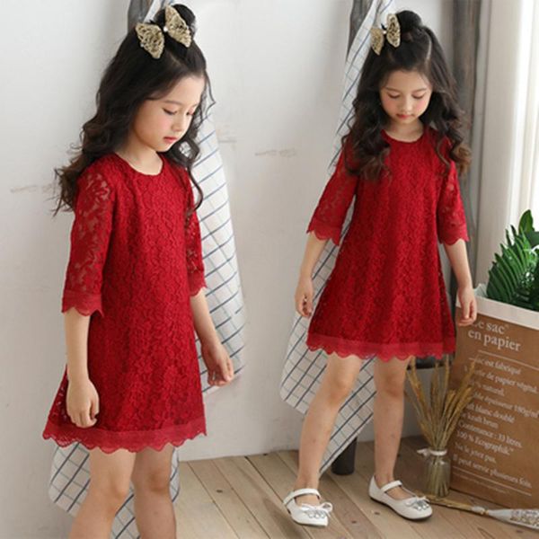 girl's dresses spring girls for kids summer lace half-sleeve embroidery princess dress children red party costume birthday clothes, Red;yellow 
girl's dresses spring girls for kids summer lace half-sleeve embroidery princess dress children red party costume birthday clothes, Red;yellow