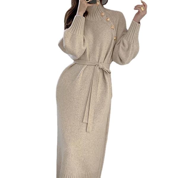 casual dresses woman knitted dress 2021 button long sleeve sweaters women's autumn winter with belt elegant warm female, Black;gray
casual dresses woman knitted dress 2021 button long sleeve sweaters women's autumn winter with belt elegant warm female, Black;gray