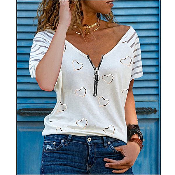 women's t-shirt summer heart printing short sleeve t-shirts for women expert design quality latest style, White
women's t-shirt summer heart printing short sleeve t-shirts for women expert design quality latest style, White