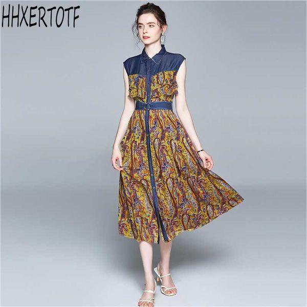 summer fashion elegant women chiffon floral sleeveless stitching denim dress 210531, Black;gray
summer fashion elegant women chiffon floral sleeveless stitching denim dress 210531, Black;gray