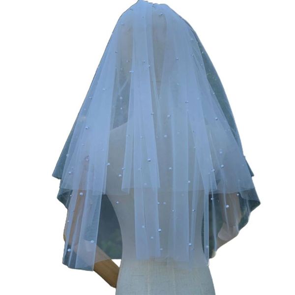 bridal veils veil with comb double-layer cut edge pearls decoration illusion tulle short for bride and bridesmaid, Black
bridal veils veil with comb double-layer cut edge pearls decoration illusion tulle short for bride and bridesmaid, Black