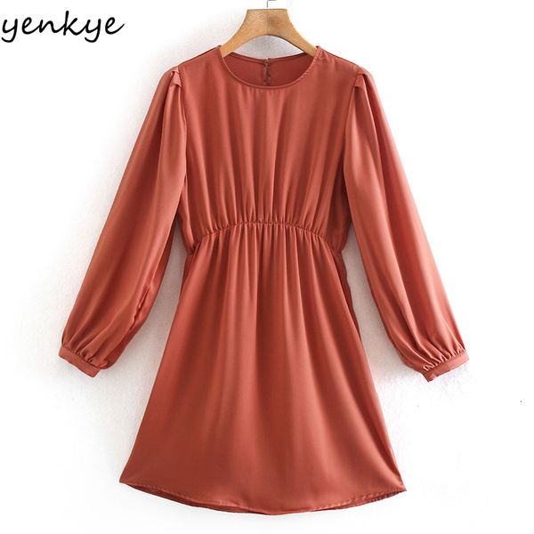 2021 new vintage solid color satin women o neck long sleeve a-line casual female summer mini vestido mujer gwww, Black;gray 
2021 new vintage solid color satin women o neck long sleeve a-line casual female summer mini vestido mujer gwww, Black;gray