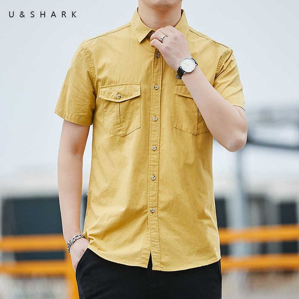 u&shark summer fashion yellow shirt short sleeve men clothing classic retro organ pocket casual shirts button up dress shirt 210603, White;black
u&shark summer fashion yellow shirt short sleeve men clothing classic retro organ pocket casual shirts button up dress shirt 210603, White;black