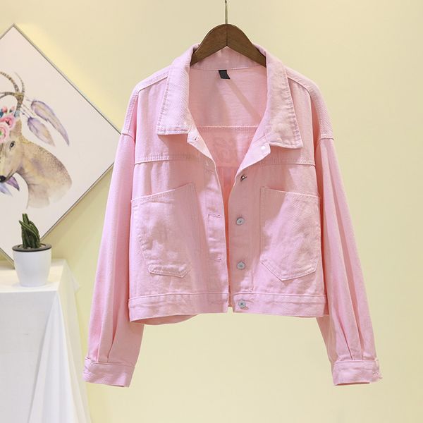fashion pink white yellow denim jacket women long sleeve print drill loose short jeans jackets coat ladies student outerwear 1dhp, Black;brown
fashion pink white yellow denim jacket women long sleeve print drill loose short jeans jackets coat ladies student outerwear 1dhp, Black;brown