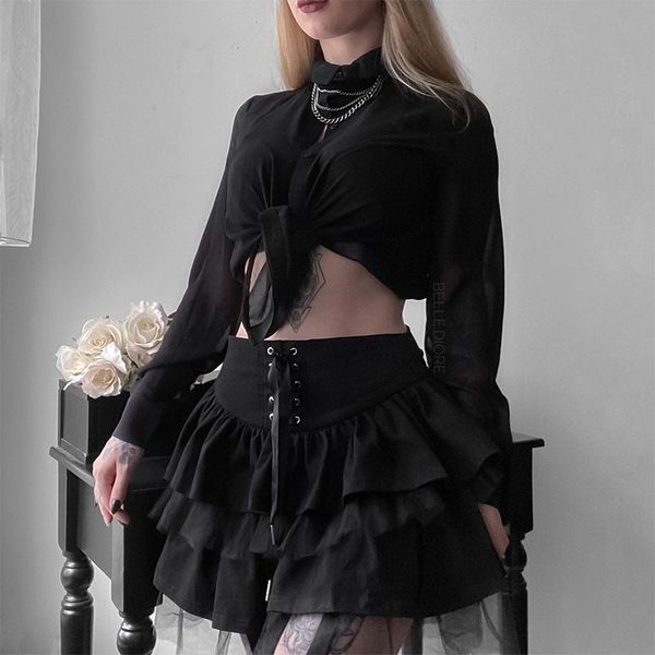 goth aesthetic lace up mini skirt for women dark academia mesh patchwork a-line skirt punk style party black saias
goth aesthetic lace up mini skirt for women dark academia mesh patchwork a-line skirt punk style party black saias