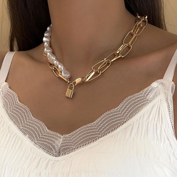 chains cosysail multilayer imitation pearls splice necklace for female punk padlock pendant statement gothic fashion jewelry, Silver
chains cosysail multilayer imitation pearls splice necklace for female punk padlock pendant statement gothic fashion jewelry, Silver