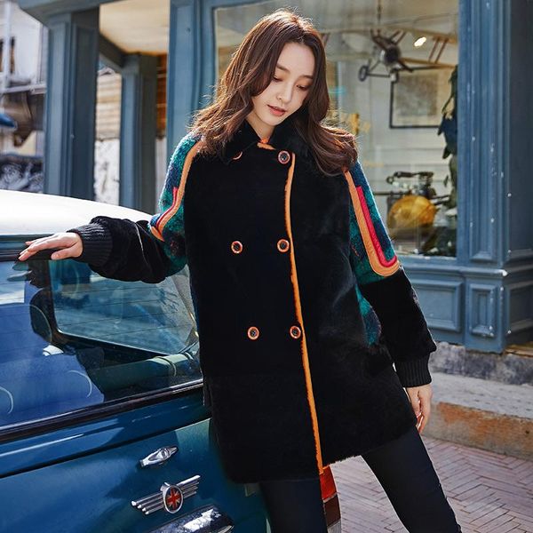 women's fur & faux women natural coat real sheep jacket streetwear winter clothes 2021 double faced wool hiver -006a, Black
women's fur & faux women natural coat real sheep jacket streetwear winter clothes 2021 double faced wool hiver -006a, Black