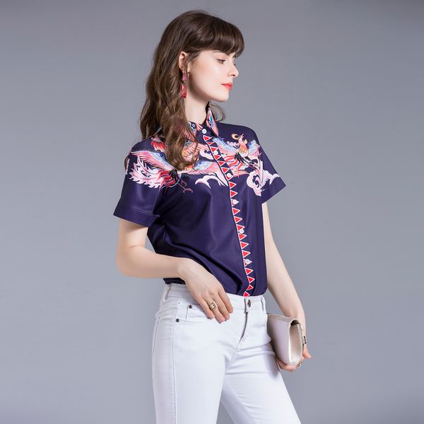 summer blouse the women of vintage printing ladies short sleeve women's blouses work mujer shirts ta8828 mt6z, White 
summer blouse the women of vintage printing ladies short sleeve women's blouses work mujer shirts ta8828 mt6z, White