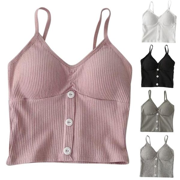 women's tanks & camis women v neck ribbed knit strappy bralette buttons front padded camisole bra, White
women's tanks & camis women v neck ribbed knit strappy bralette buttons front padded camisole bra, White