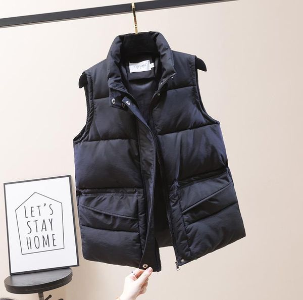 women's vests fad winter vest short style solid plus size sleeveless jacket cotton padded thick casual covered button loose outwear, Black;white
women's vests fad winter vest short style solid plus size sleeveless jacket cotton padded thick casual covered button loose outwear, Black;white