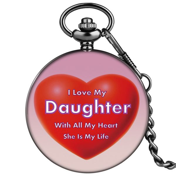 vintage black smooth case i love my daughter heart shape analog quartz pocket watch to my kids gift with pendant chain, Slivery;golden
vintage black smooth case i love my daughter heart shape analog quartz pocket watch to my kids gift with pendant chain, Slivery;golden