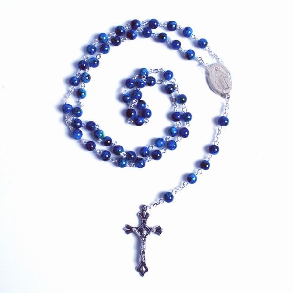 pendant necklaces fashion handmade royal blue catholic glass beads cross rosary necklace party jewelry accessories present, Silver
pendant necklaces fashion handmade royal blue catholic glass beads cross rosary necklace party jewelry accessories present, Silver
