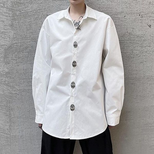 male streetwear hip hop loose japan harajuku shirt men metal buttons long sleeve casual black white shirts, White;black
male streetwear hip hop loose japan harajuku shirt men metal buttons long sleeve casual black white shirts, White;black