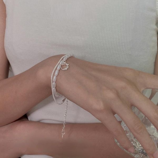link, chain artificial pearl bracelets women crescent moon bracelet light luxury layered rhinestone elegant silver color alloy armband, Black
link, chain artificial pearl bracelets women crescent moon bracelet light luxury layered rhinestone elegant silver color alloy armband, Black