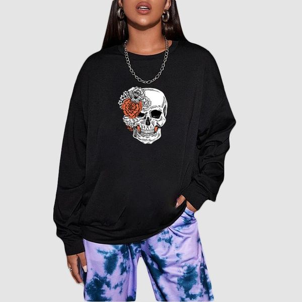 women's hoodies & sweatshirts cartoon skull print women harajuku sweatshirt long sleeve autumn thin streetwear female o-neck loose plus, Black
women's hoodies & sweatshirts cartoon skull print women harajuku sweatshirt long sleeve autumn thin streetwear female o-neck loose plus, Black