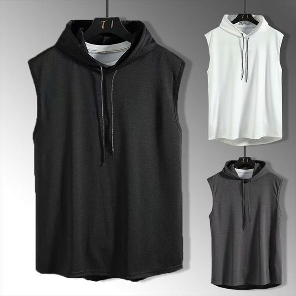 summer men tank sleeveless casual vest solid color hoodie sweatshirt hooded bodybuilding gyms cool workout male clothes, White;black
summer men tank sleeveless casual vest solid color hoodie sweatshirt hooded bodybuilding gyms cool workout male clothes, White;black