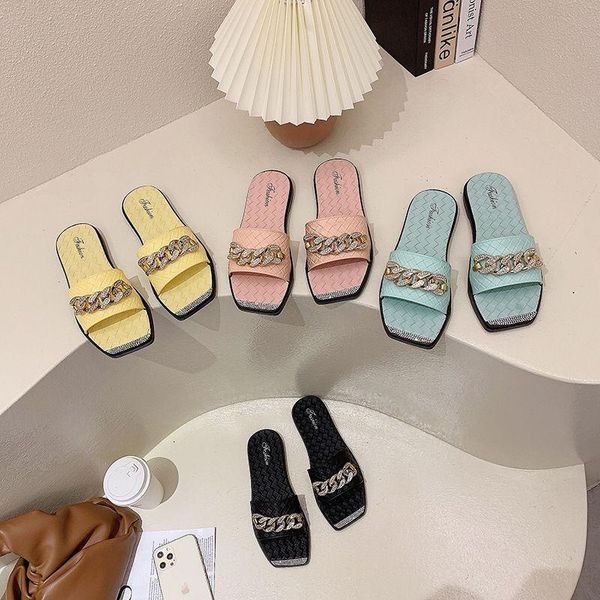 2021 new style flat slippers for women's outer wear summer new fashion chain beach shoes sandals daily flip flops, Black
2021 new style flat slippers for women's outer wear summer new fashion chain beach shoes sandals daily flip flops, Black