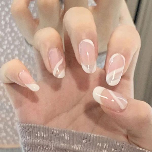 nail art kits 24pcs/box white minimalist line french almond false nails wearable fake full cover tips press on manicure tool
nail art kits 24pcs/box white minimalist line french almond false nails wearable fake full cover tips press on manicure tool
