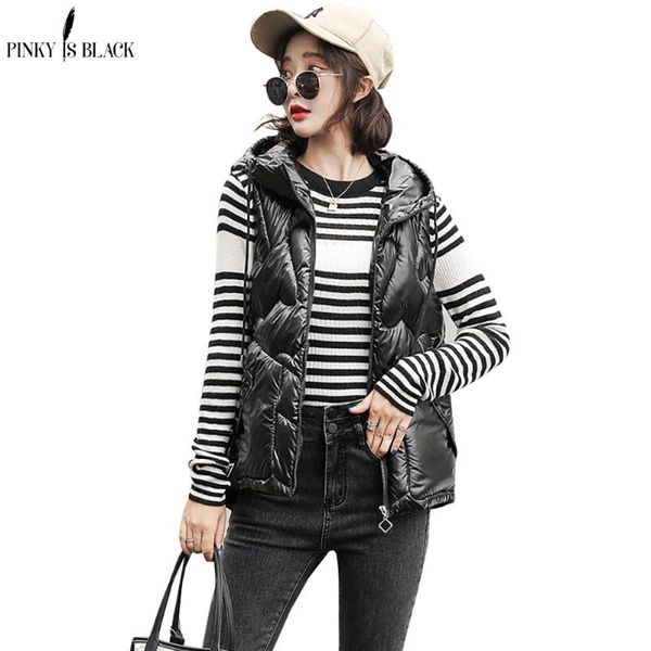 women's vests pinkyisblack 2021 autumn winter vest waistcoat women parka short hooded sleeveless thick warm down cotton padded jacket, Black;white
women's vests pinkyisblack 2021 autumn winter vest waistcoat women parka short hooded sleeveless thick warm down cotton padded jacket, Black;white