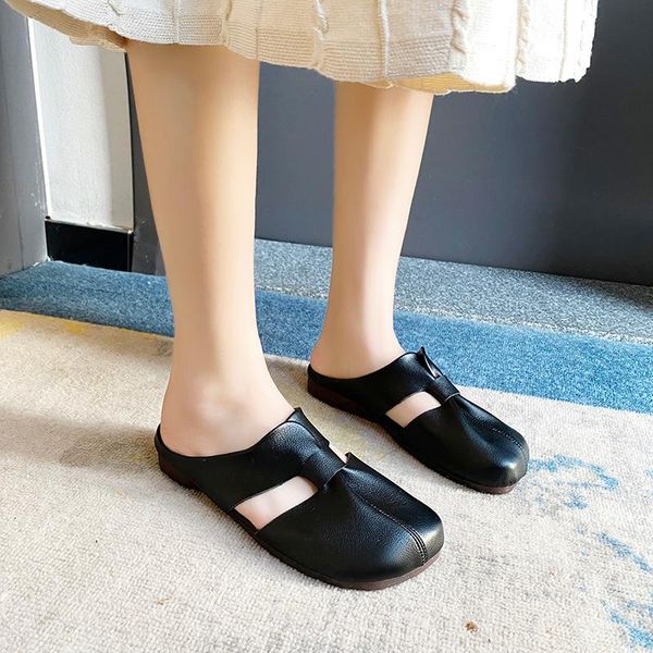 llogai 2021 retro women's shoes summer flat slippers leather sandals fashion zapatillas casa mujer sapatos femininos large size, Black
llogai 2021 retro women's shoes summer flat slippers leather sandals fashion zapatillas casa mujer sapatos femininos large size, Black