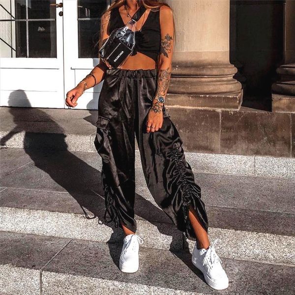streetwear cargo casual black satin womens pant high waist wide leg loose female trousers side pleated ladies, Black;white
streetwear cargo casual black satin womens pant high waist wide leg loose female trousers side pleated ladies, Black;white