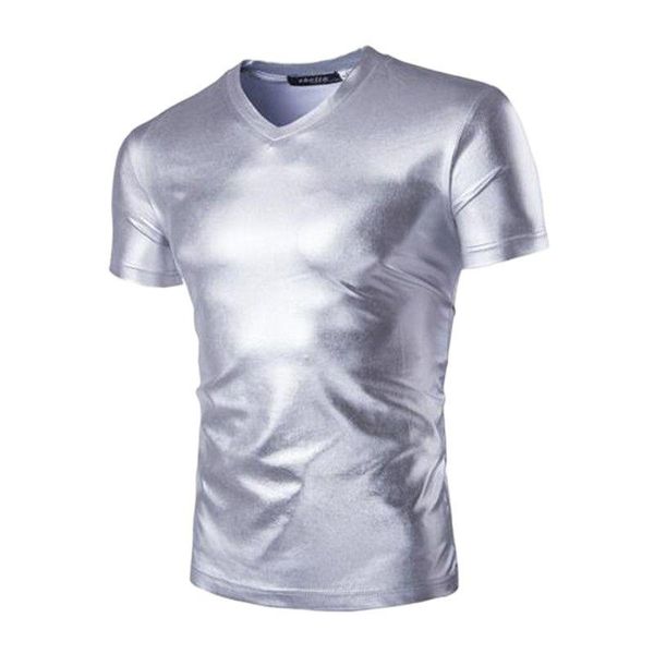 men's t-shirts summer 2021 trend solid color metal shiny short sleeves nightclub v-neck costumes quality hip hop slim men tshirl, White;black
men's t-shirts summer 2021 trend solid color metal shiny short sleeves nightclub v-neck costumes quality hip hop slim men tshirl, White;black